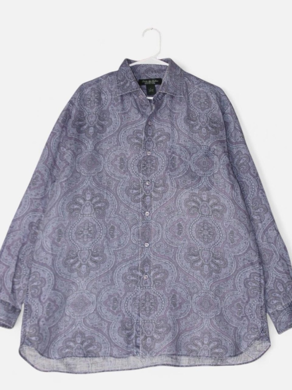 Brooks Brothers Country Club Shirt Mens L Purple Linen Paisley Button Up LS